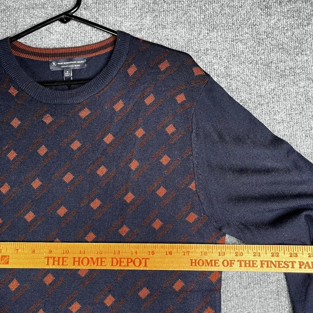 Hart Schaffner Marx Sweater Merino‎ Wool Blend Men's M Geometric Casual Preppy